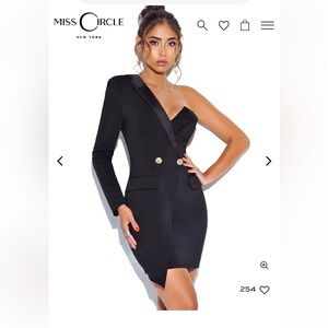 Miss Circle Black Crepe Tuxedo Blazer Dress
